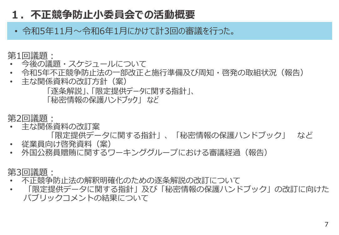 第19回 不正競争防止法・営業秘密管理の制度整備・普及啓発 資料スライド 1枚目