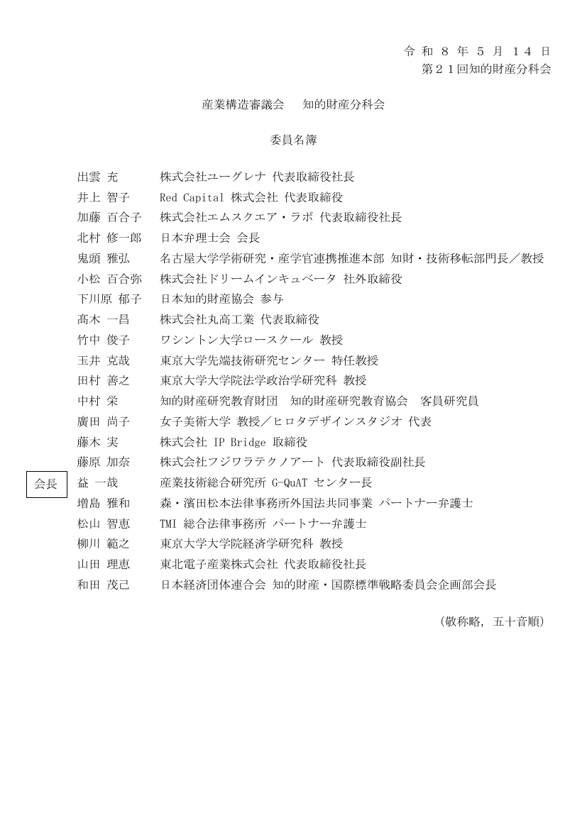 産業構造審議会 知的財産分科会 第21回 資料