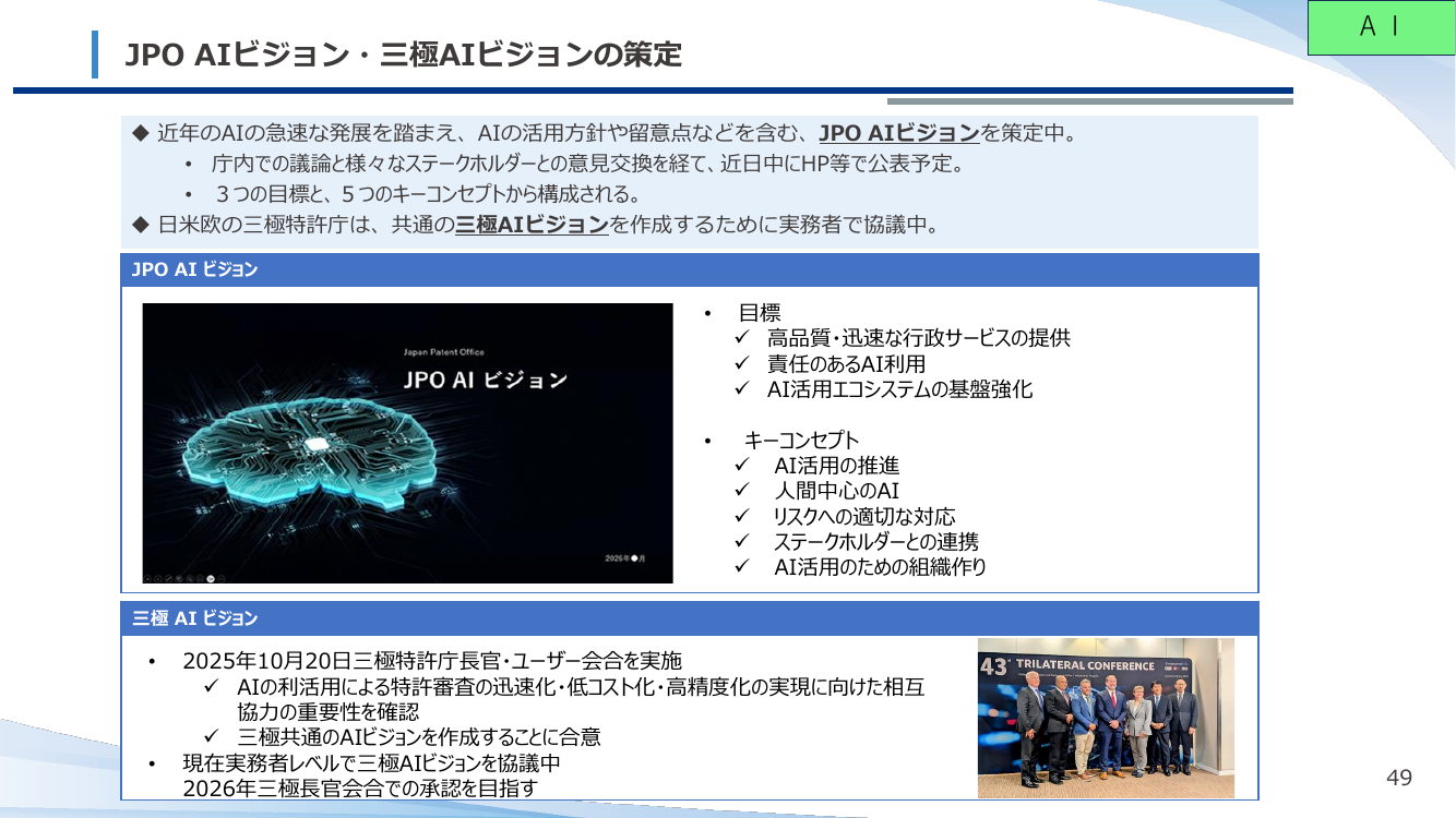 JPO AIビジョン・三極AIビジョンの策定