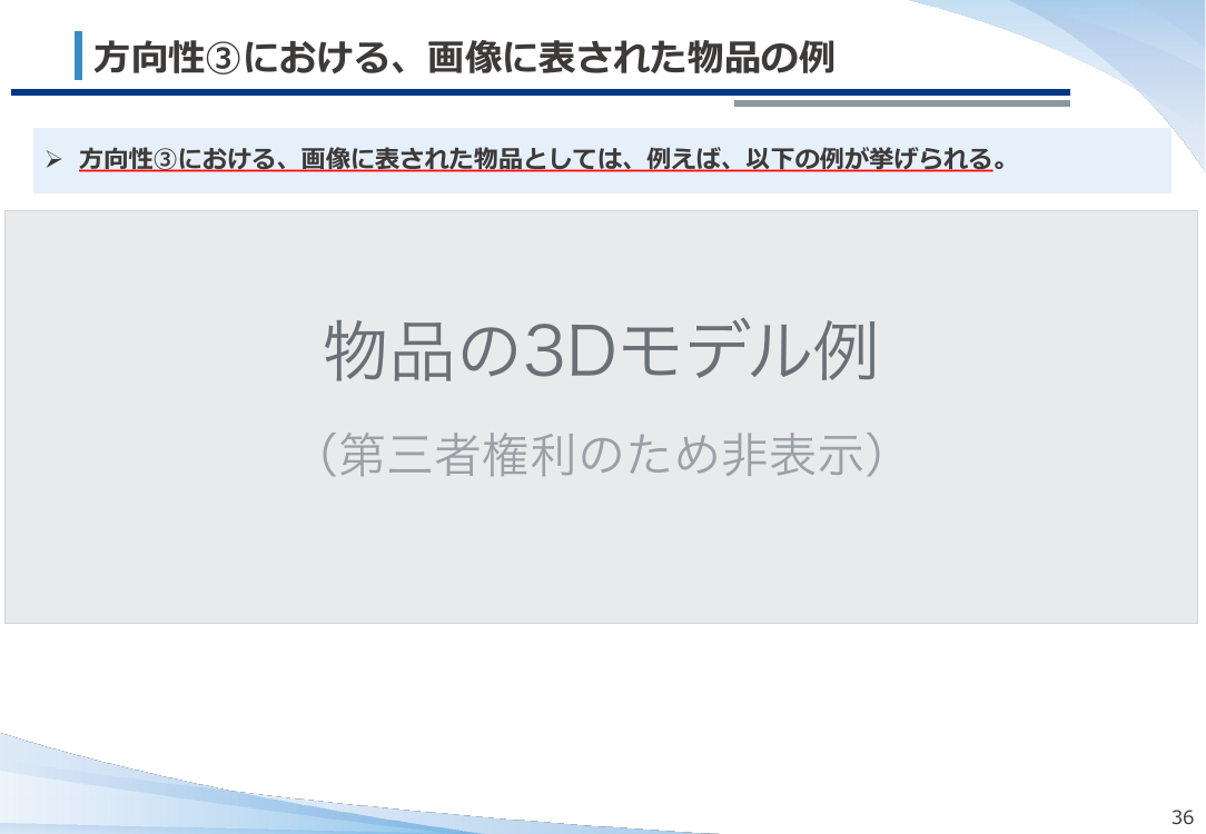 方向性③における、画像に表された物品の例