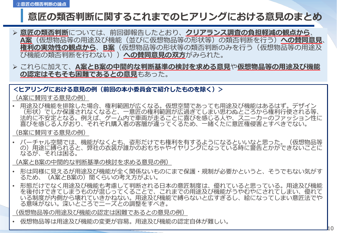 仮想空間におけるデザイン保護の意匠制度見直し 該当資料スライド 9枚目
