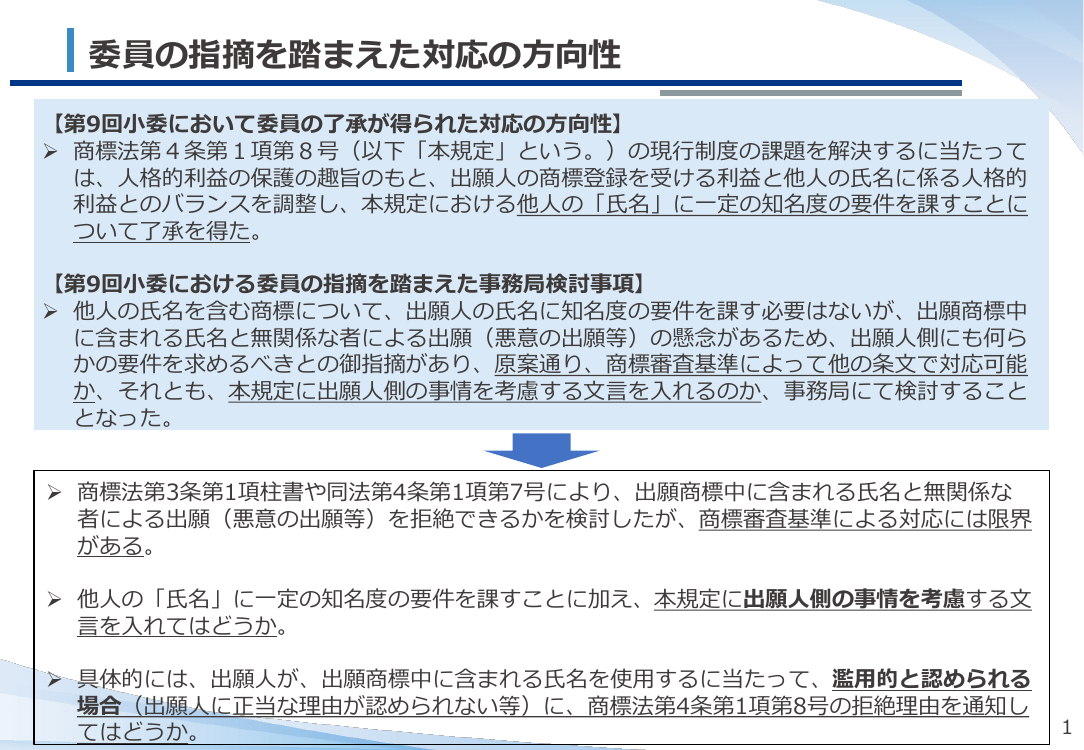 第10回 他人の氏名を含む商標の登録要件緩和 資料スライド 2枚目