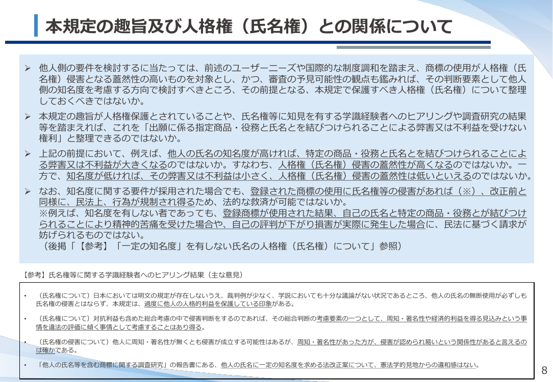 第9回 他人の氏名を含む商標の登録要件緩和 資料スライド 9枚目
