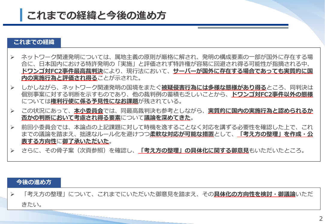 ネットワーク関連発明の実質的国内実施要件の明文化 資料スライド
