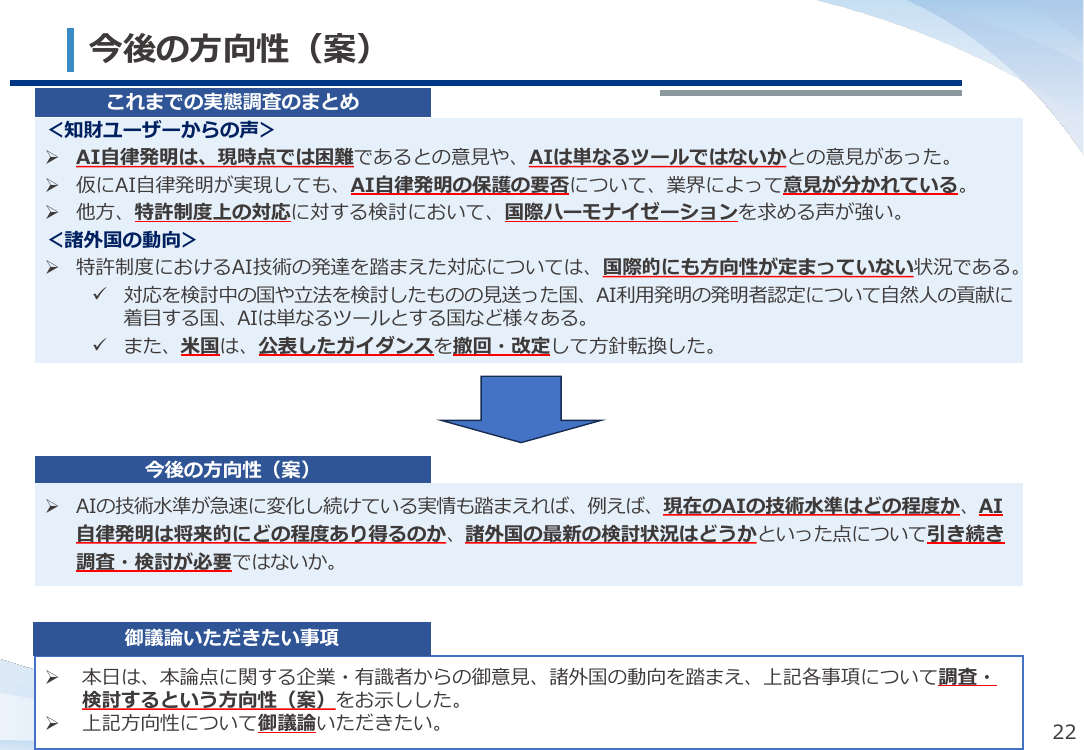 AI技術の発達を踏まえた特許制度上の対応 該当資料スライド 9枚目