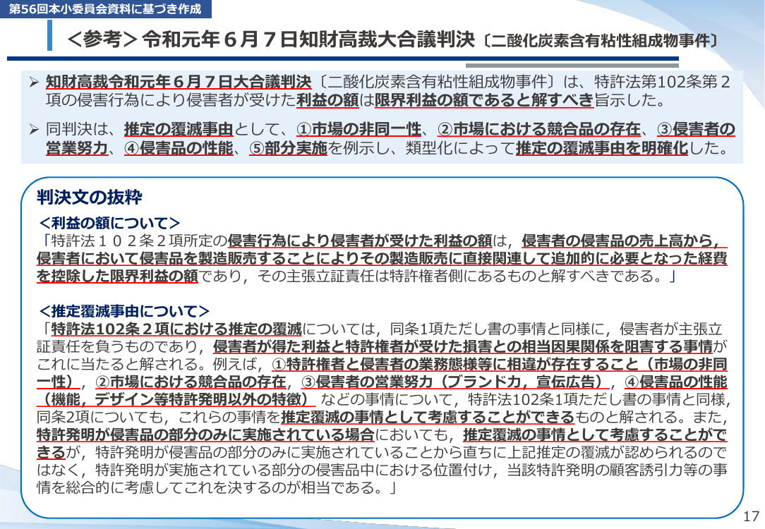 第57回 特許権侵害の民事救済・証拠収集手続の検討 資料スライド 7枚目