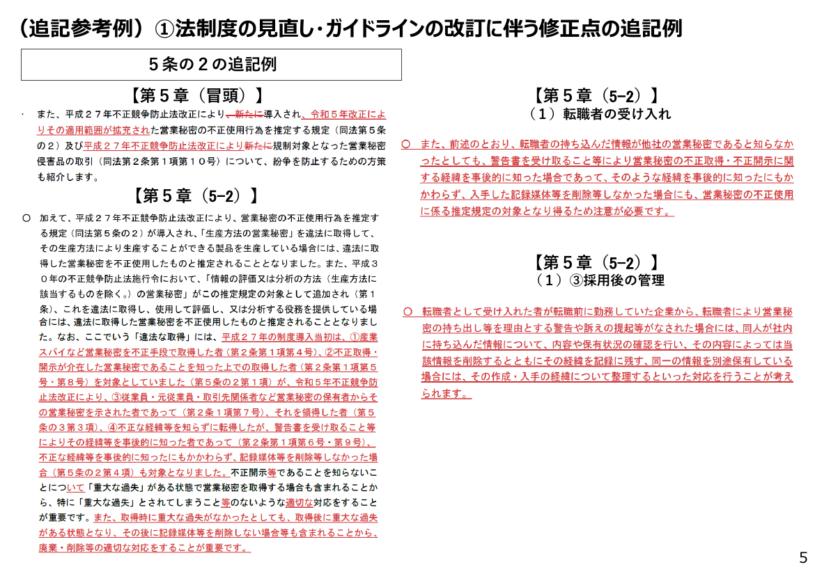 第24回 秘密情報の保護ハンドブックの改訂 資料スライド 5枚目