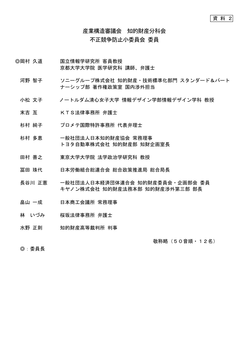産業構造審議会 知的財産分科会 不正競争防止小委員会 第28回 資料