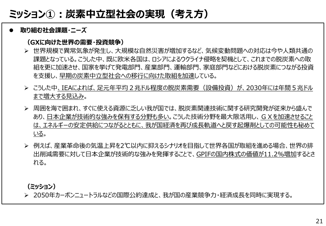ミッション①：炭素中立型社会の実現（考え方）