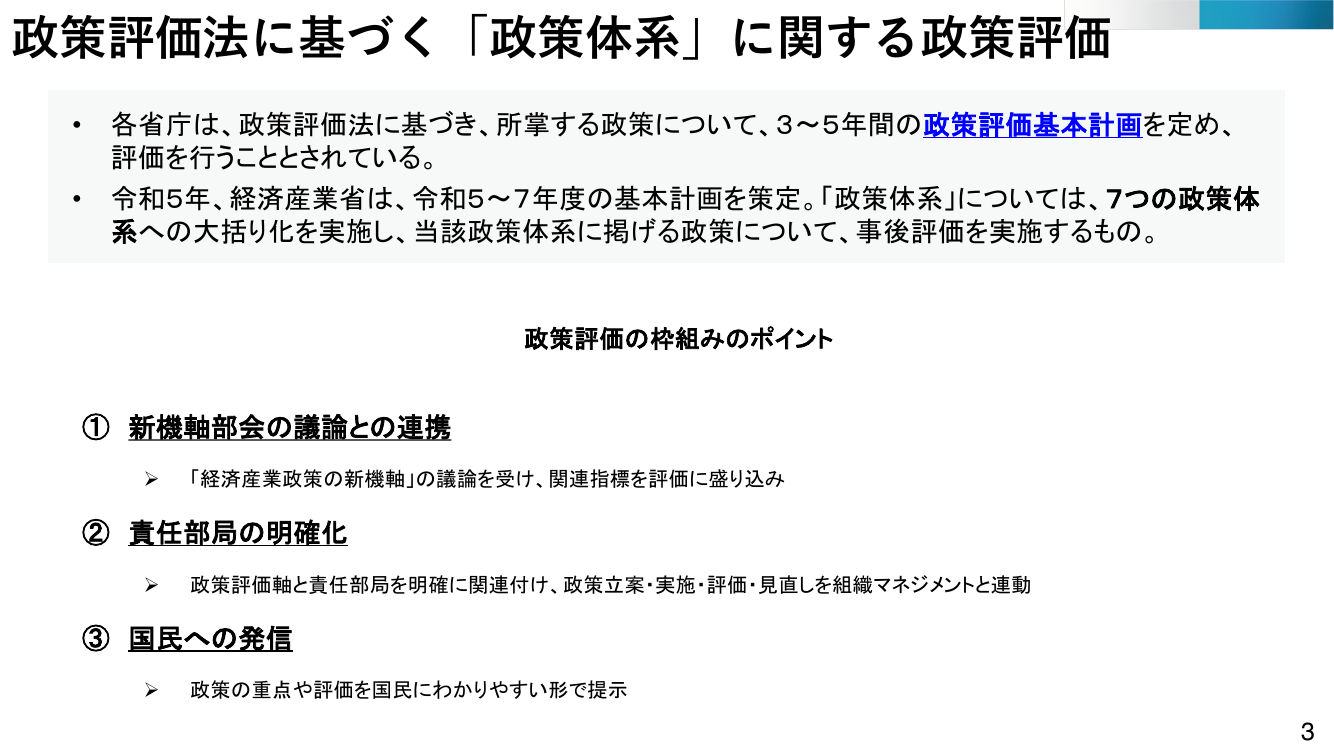 政策評価法に基づく「政策体系」に関する政策評価