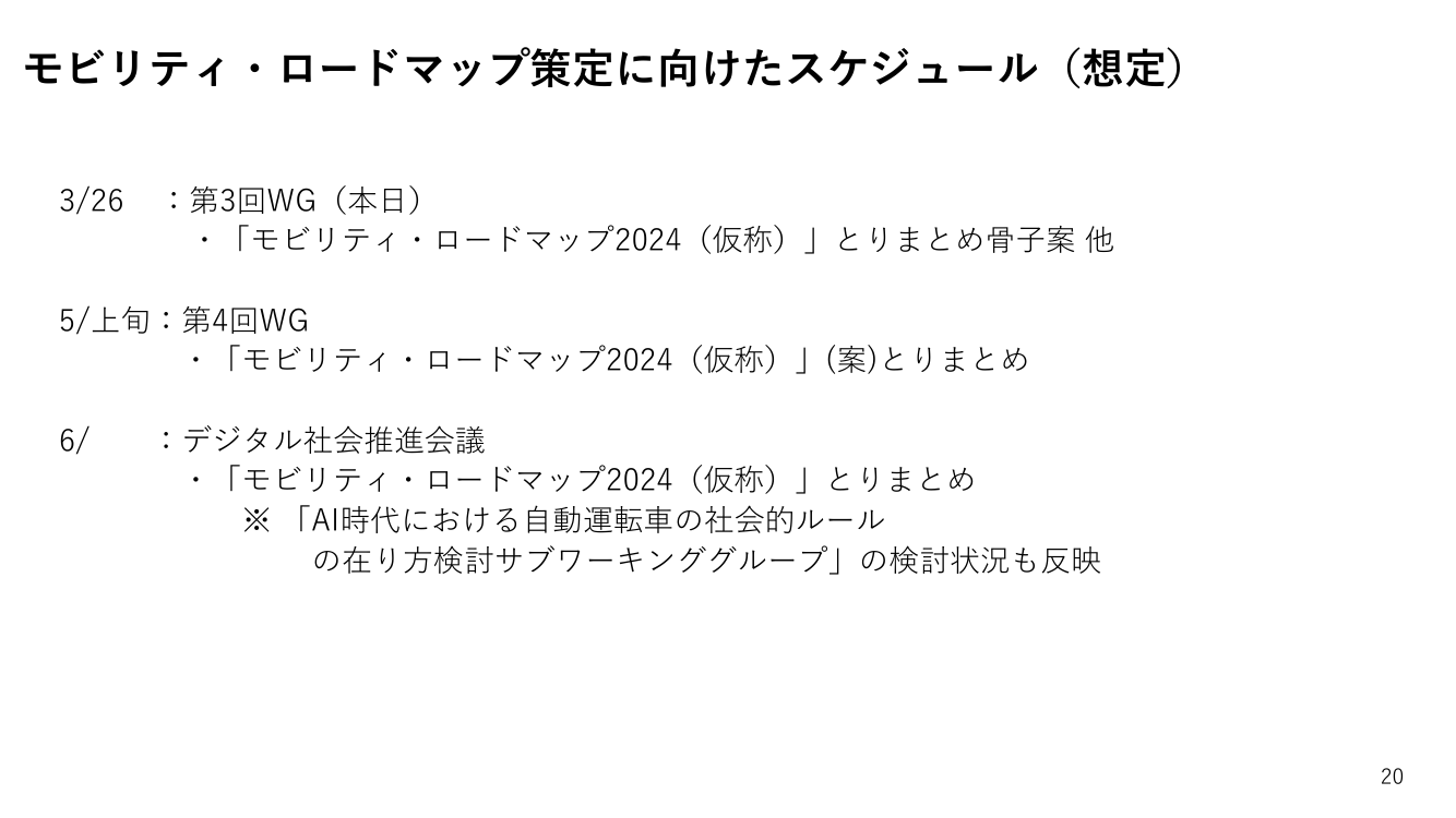 第3回 自動運転車の社会的ルールの在り方検討（SWG） 資料スライド 1枚目