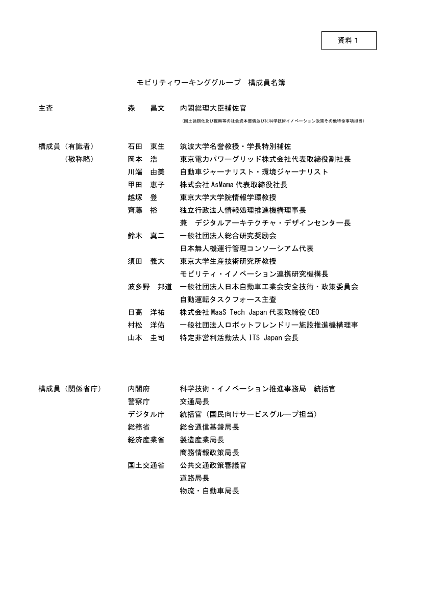 第4回 モビリティ・ロードマップの策定 資料スライド 1枚目