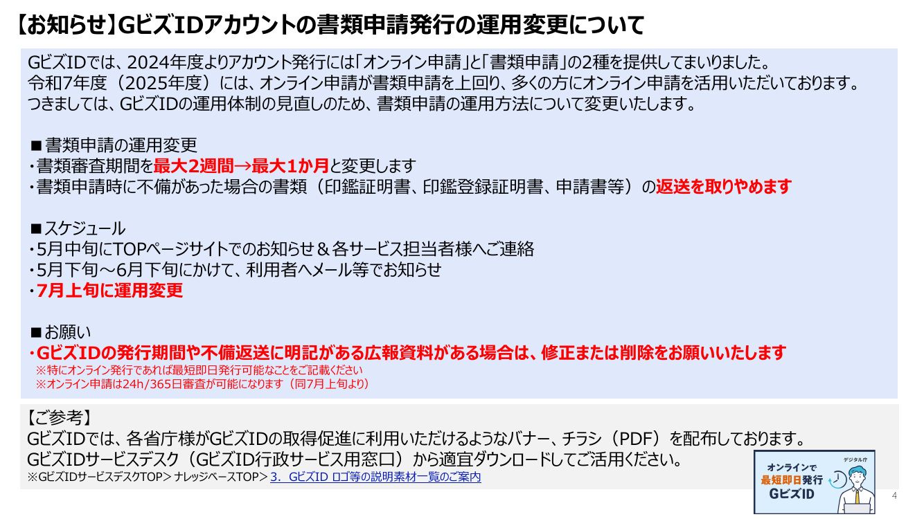 GビズID機能改善 該当資料スライド 4枚目