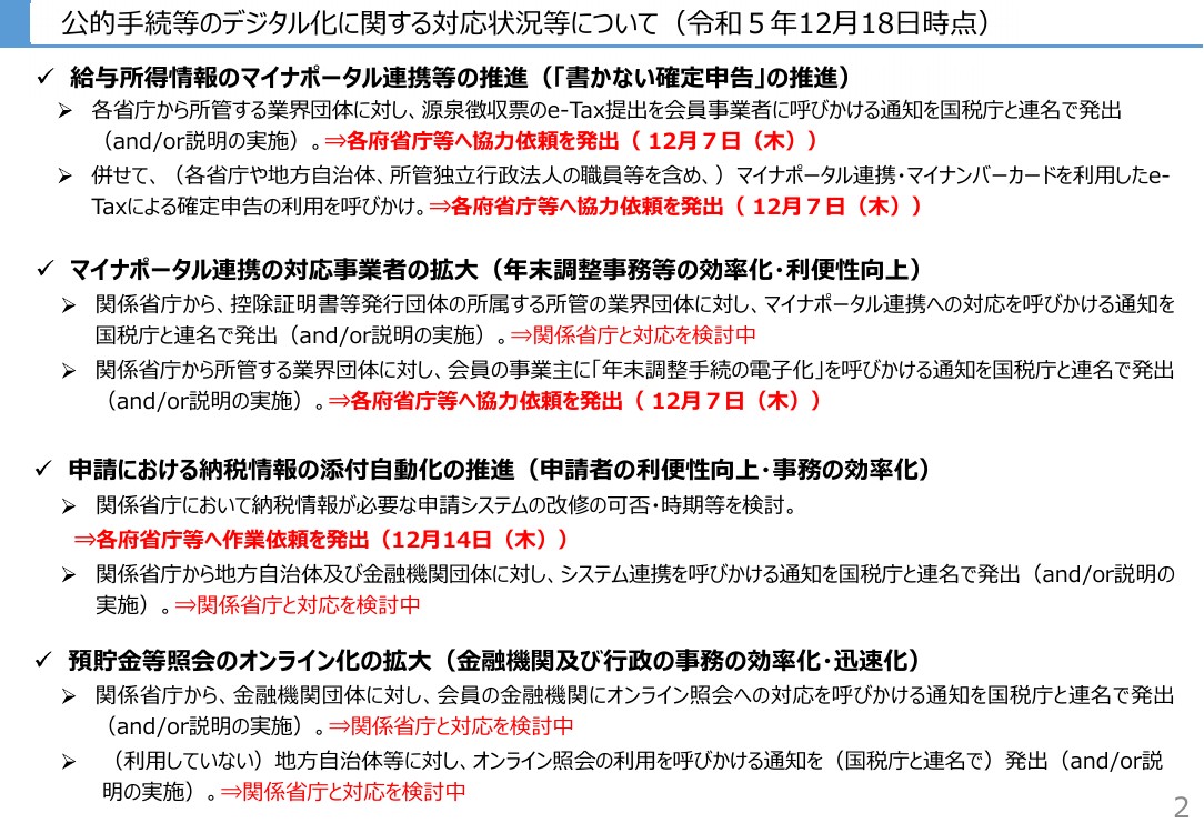 第2回 給与所得情報のマイナポータル連携・年末調整電子化 資料スライド 2枚目
