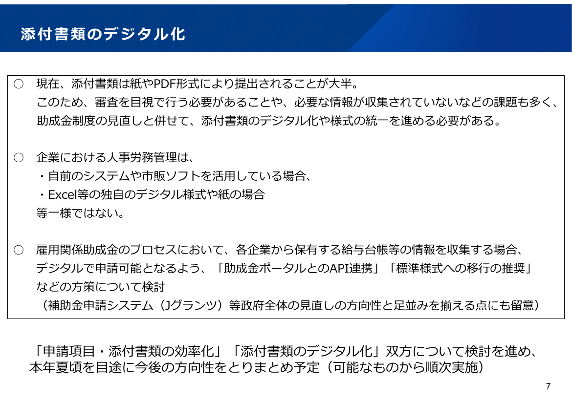 雇用関係助成金DXの推進 該当資料スライド 7枚目