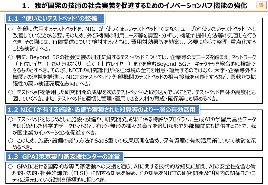1. 我が国発の技術の社会実装を促進するためのイノベーションハブ機能の強化