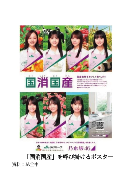 乃木坂46のメンバーが起用された「国消国産」を呼び掛けるJAグループのポスター画像