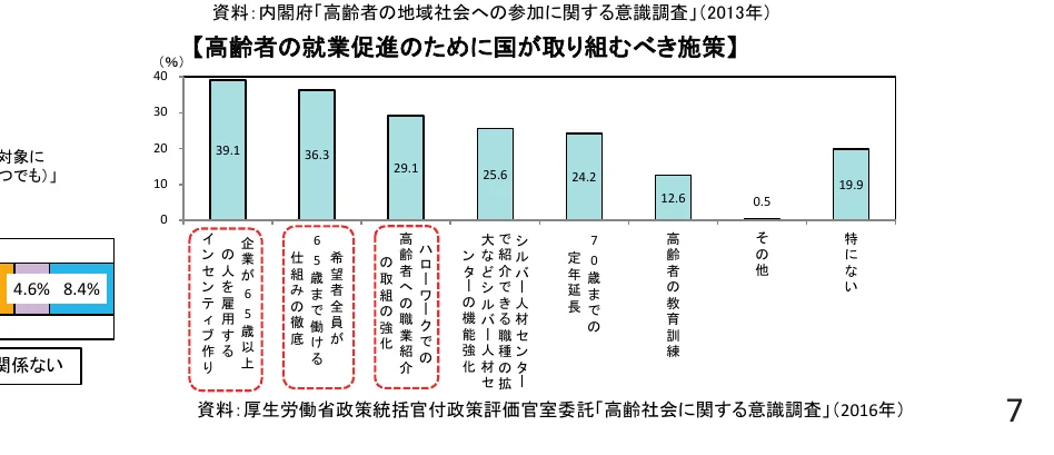 高齢者の就業促進のために国が取り組むべき施策に関する棒グラフ