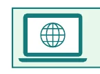 ノートパソコンの画面内に地球儀が描かれた、インターネットやグローバル接続を表すアイコン