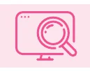 コンピューター画面と虫眼鏡のアイコン