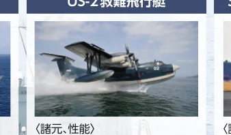 水上を走行するUS-2救難飛行艇の写真
