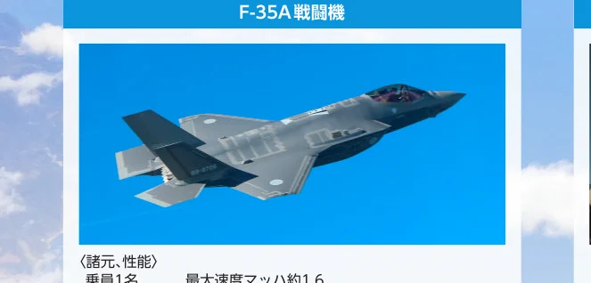 青空を飛行するF-35A戦闘機の写真