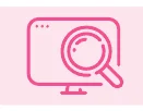 コンピューター画面と虫眼鏡のアイコン
