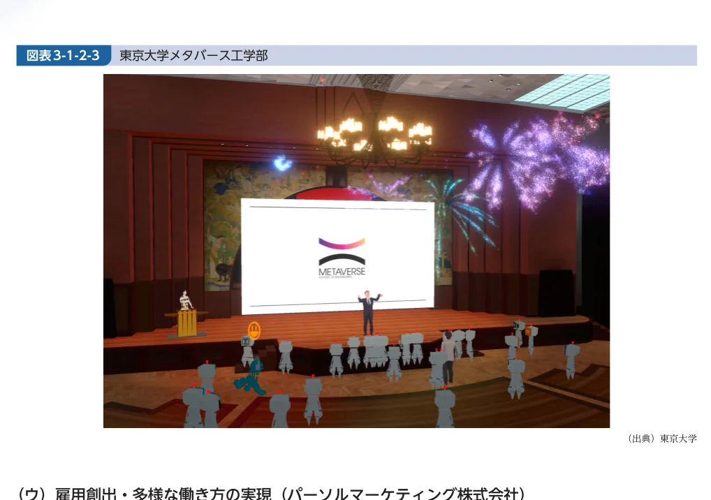 メタバース空間でのイベントの様子を描いたイラスト
