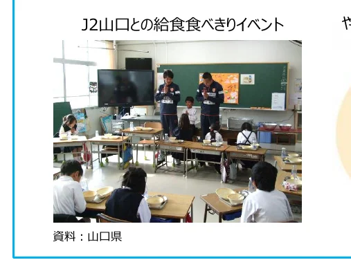 教室で給食を食べるイベントに参加する生徒たち