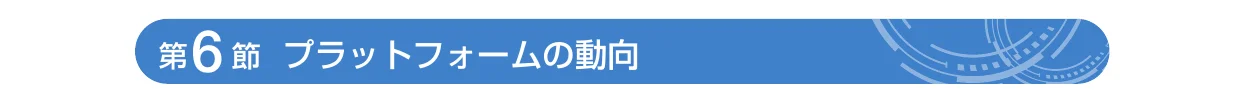 「第6節 プラットフォームの動向」と書かれた、青い角丸の装飾的なヘッダー・バナー画像。