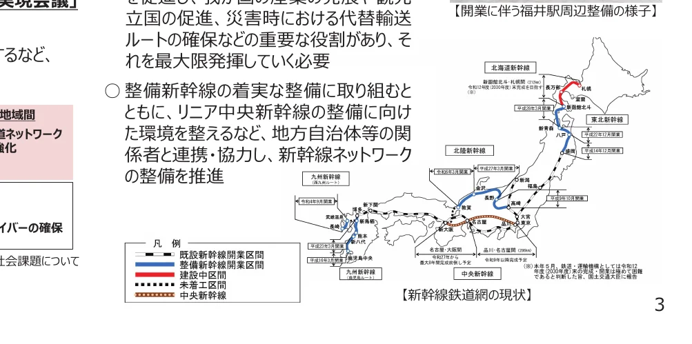 新幹線鉄道網の現状を示す地図