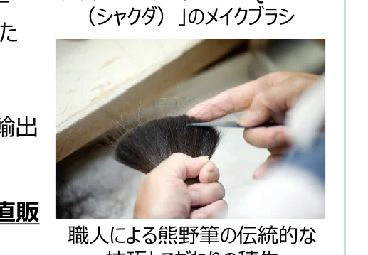 職人が熊野筆の伝統的な技術でメイクブラシを作っている様子