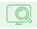 コンピュータ画面と虫眼鏡のアイコン