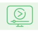 コンピュータ画面上の再生ボタンとシークバーのアイコン