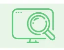 コンピューター画面と虫眼鏡のアイコン