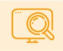 コンピューター画面と虫眼鏡のアイコン