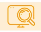 コンピューター画面と虫眼鏡のアイコン