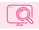 コンピューター画面と虫眼鏡のアイコン
