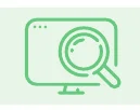 コンピューター画面と虫眼鏡のアイコン