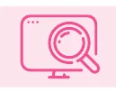 コンピューター画面と虫眼鏡のアイコン