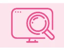 コンピューター画面と虫眼鏡のアイコン