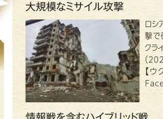 大規模ミサイル攻撃による破壊された建物の写真