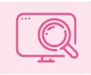 コンピューターと虫眼鏡のアイコン