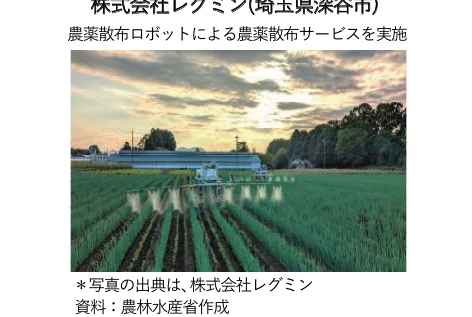 農薬散布ロボットが畑で農薬を散布している写真