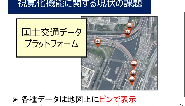 地図上にピンで表示された国土交通データプラットフォーム