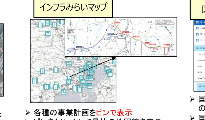 インフラみらいマップと事業計画のピン表示