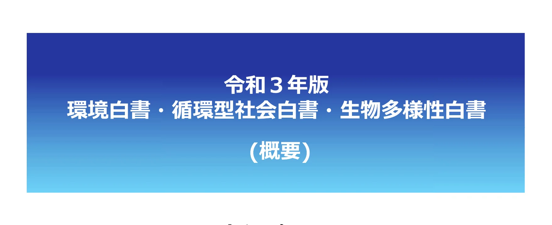 令和3年版 環境白書・循環型社会白書・生物多様性白書（概要）のタイトル画面