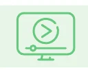 コンピューター画面上の再生ボタンとシークバーのアイコン