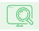 コンピューター画面と虫眼鏡のアイコン