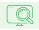コンピューター画面と虫眼鏡のアイコン